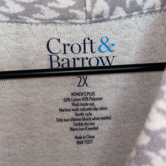 Croft & Barrow® Shawl Collar 1/4-Zip Jacquard Sweatshirt- Hounds tooth pattern - Picture 5 of 9